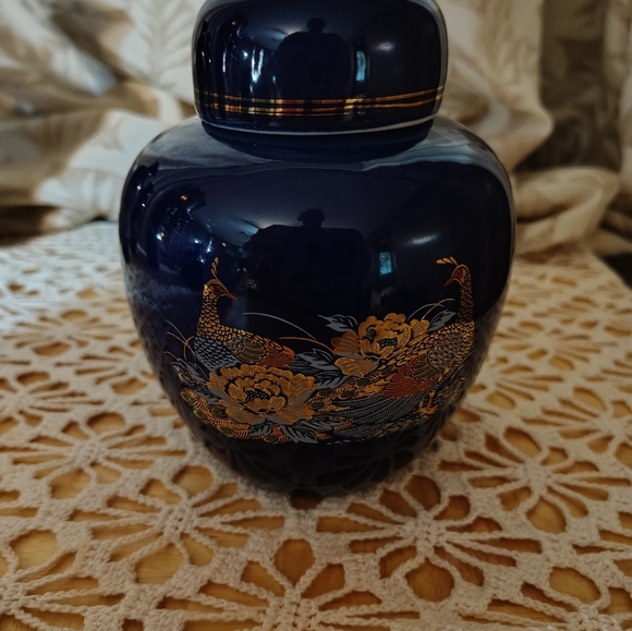 Vintage Cobalt Blue Pheasant Ginger Jar - Picture 5 of 5